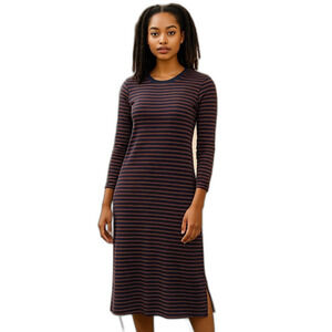 Lucky Brand XS Striped Knit Crew Neck Maxi Dress